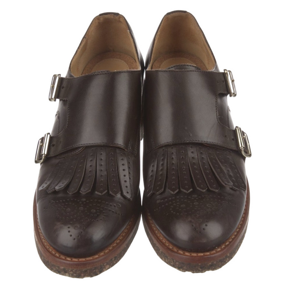 The Office of Angela Scott - Brown Double Monk Strap Loafers - 39.5 - Picture 2 of 4